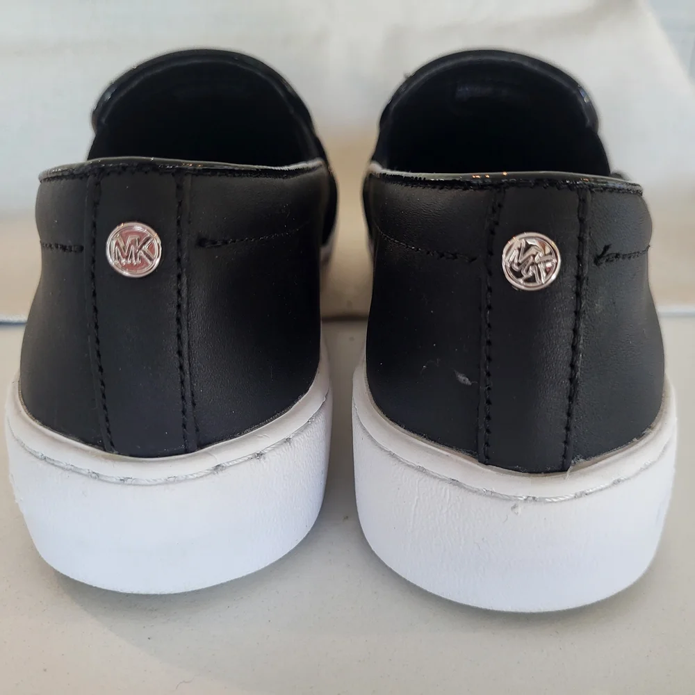 Michael Kors Keaton Black Leather Slip On Sneakers Size 7